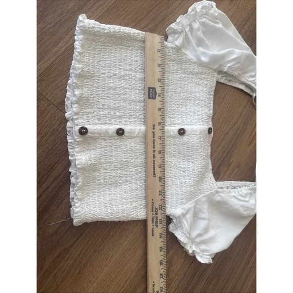 NEW Love Tree White puff sleeve crop top Size M - Picture 5 of 9